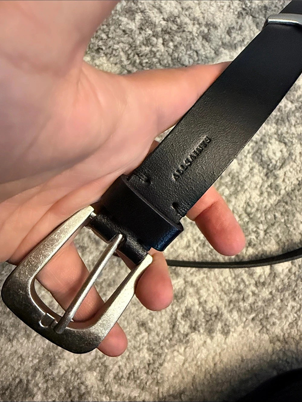 All saints Black Leather Belt Size S Brand New